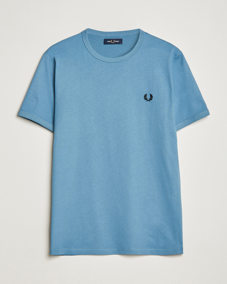 Herre | T-Shirts | Fred Perry | Ringer Cotton T-Shirt Ash Blue