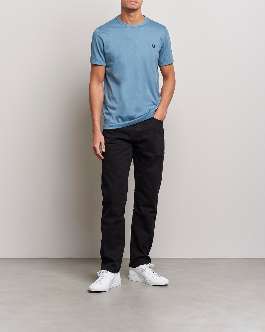 Herre | T-Shirts | Fred Perry | Ringer Cotton T-Shirt Ash Blue