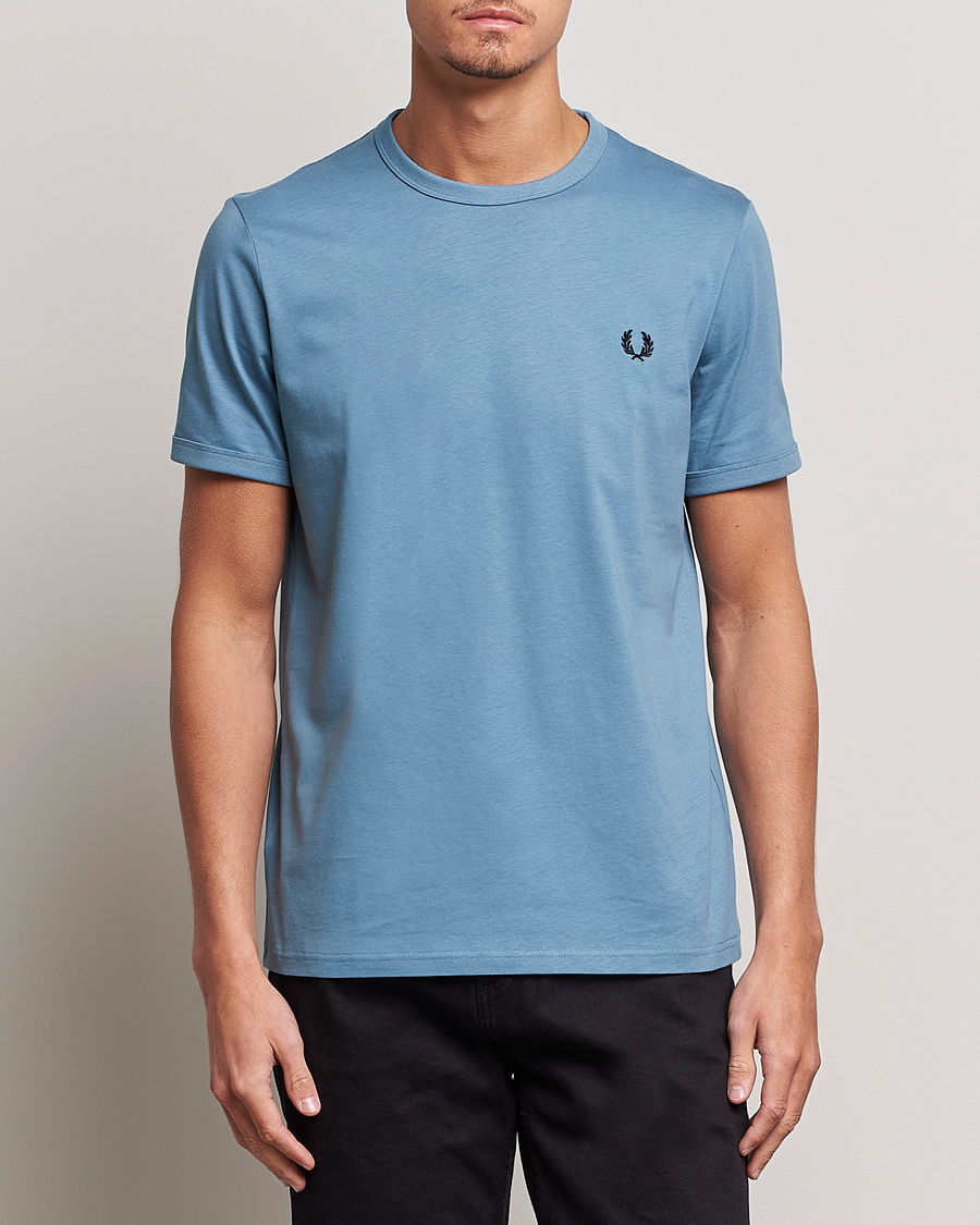 Herre | Kortermede t-shirts | Fred Perry | Ringer Cotton T-Shirt Ash Blue