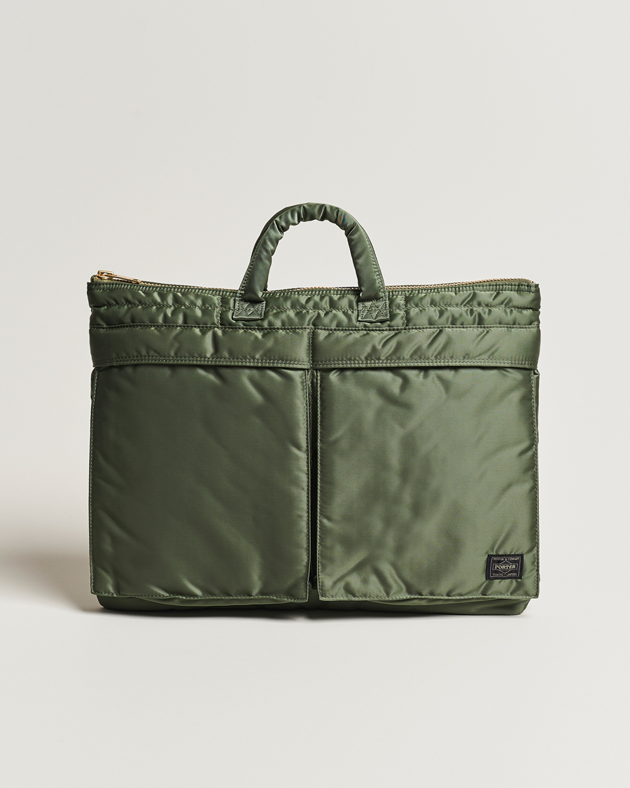 Herre | Porter-Yoshida & Co. Tanker Short Helmet Bag Sage Green | Porter-Yoshida & Co. | Tanker Short Helmet Bag Sage Green