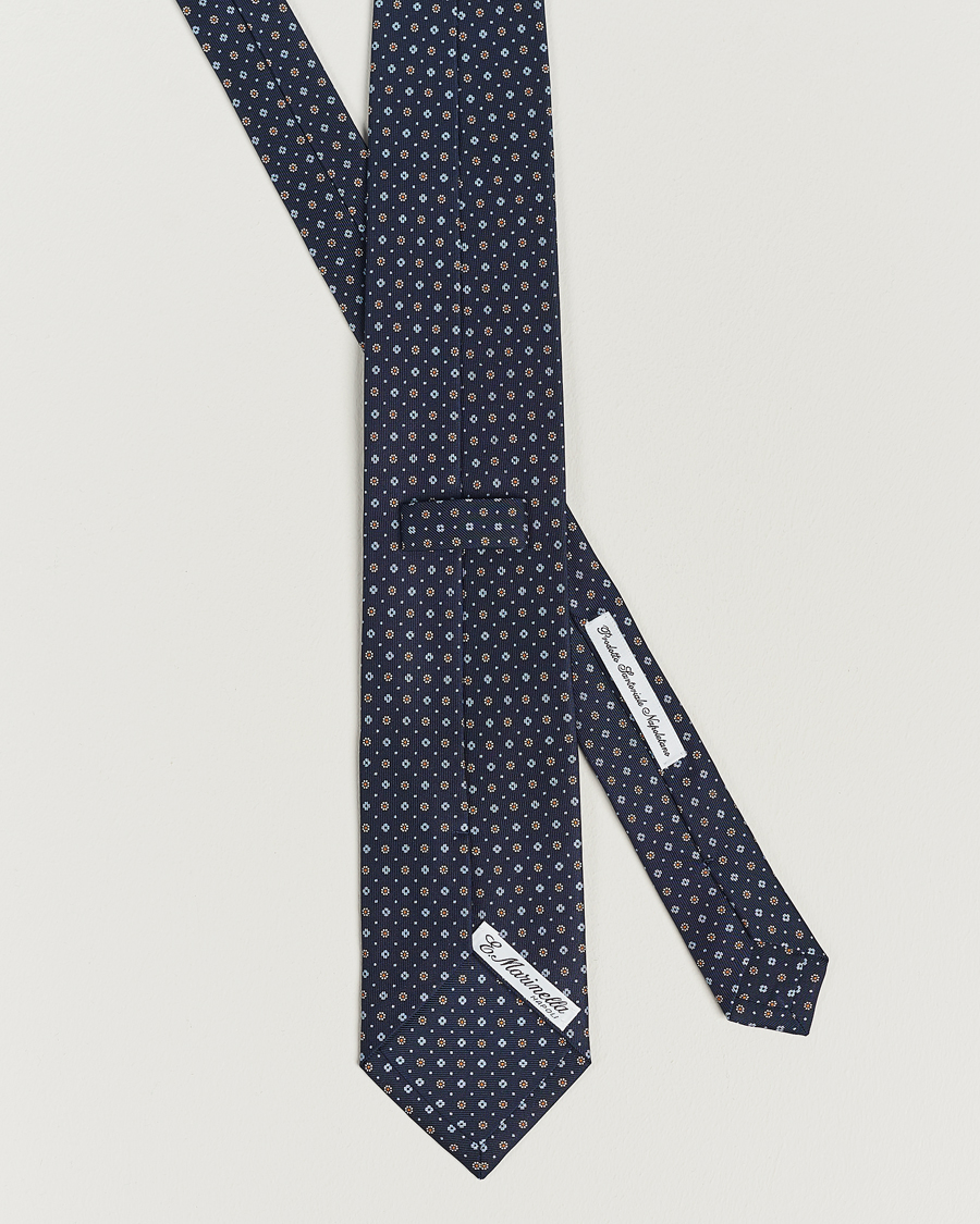 Herre | E. Marinella 3-Fold Printed Silk Tie Navy | E. Marinella | 3-Fold Printed Silk Tie Navy