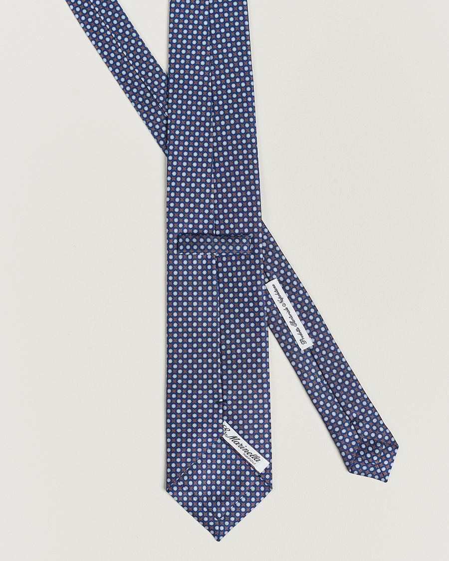 Herre | E. Marinella 3-Fold Printed Silk Tie Dark Blue | E. Marinella | 3-Fold Printed Silk Tie Dark Blue