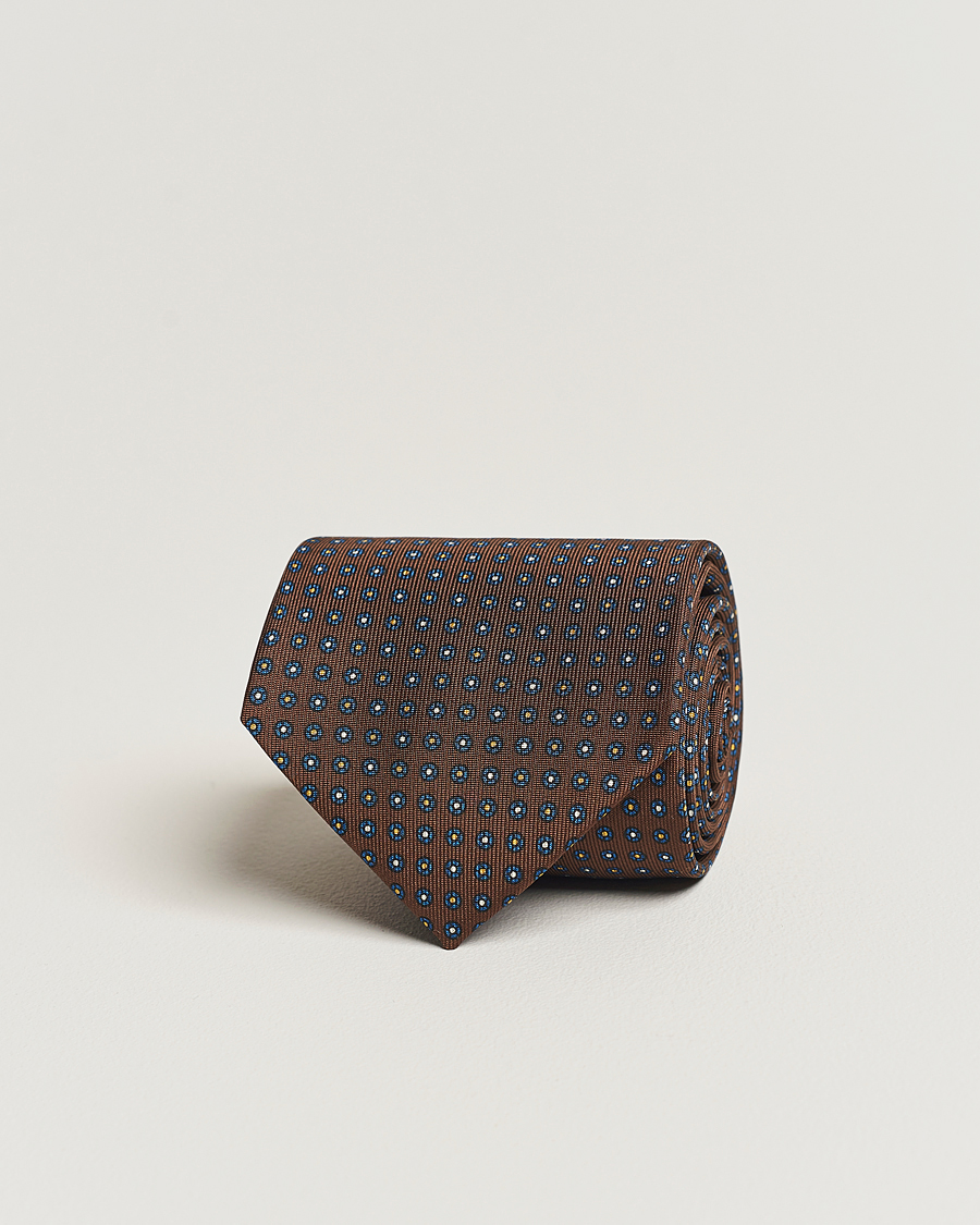 Herre | | E. Marinella | 3-Fold Printed Silk Tie Dark Brown