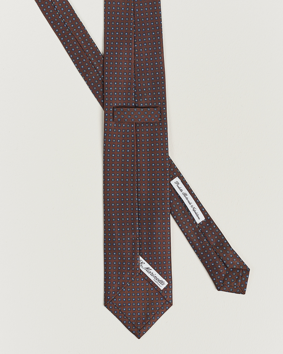 Herre | Slips | E. Marinella | 3-Fold Printed Silk Tie Dark Brown
