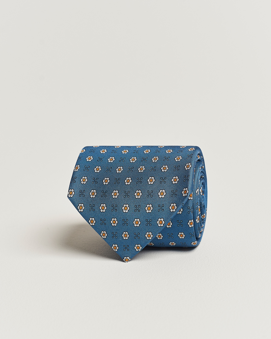 Herre | E. Marinella 3-Fold Printed Silk Tie Blue | E. Marinella | 3-Fold Printed Silk Tie Blue