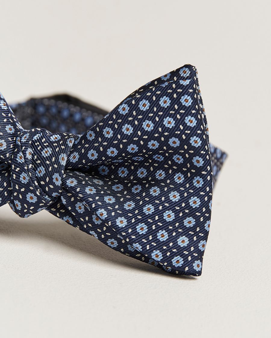 Herre | E. Marinella Printed Silk Bow Tie Navy | E. Marinella | Printed Silk Bow Tie Navy