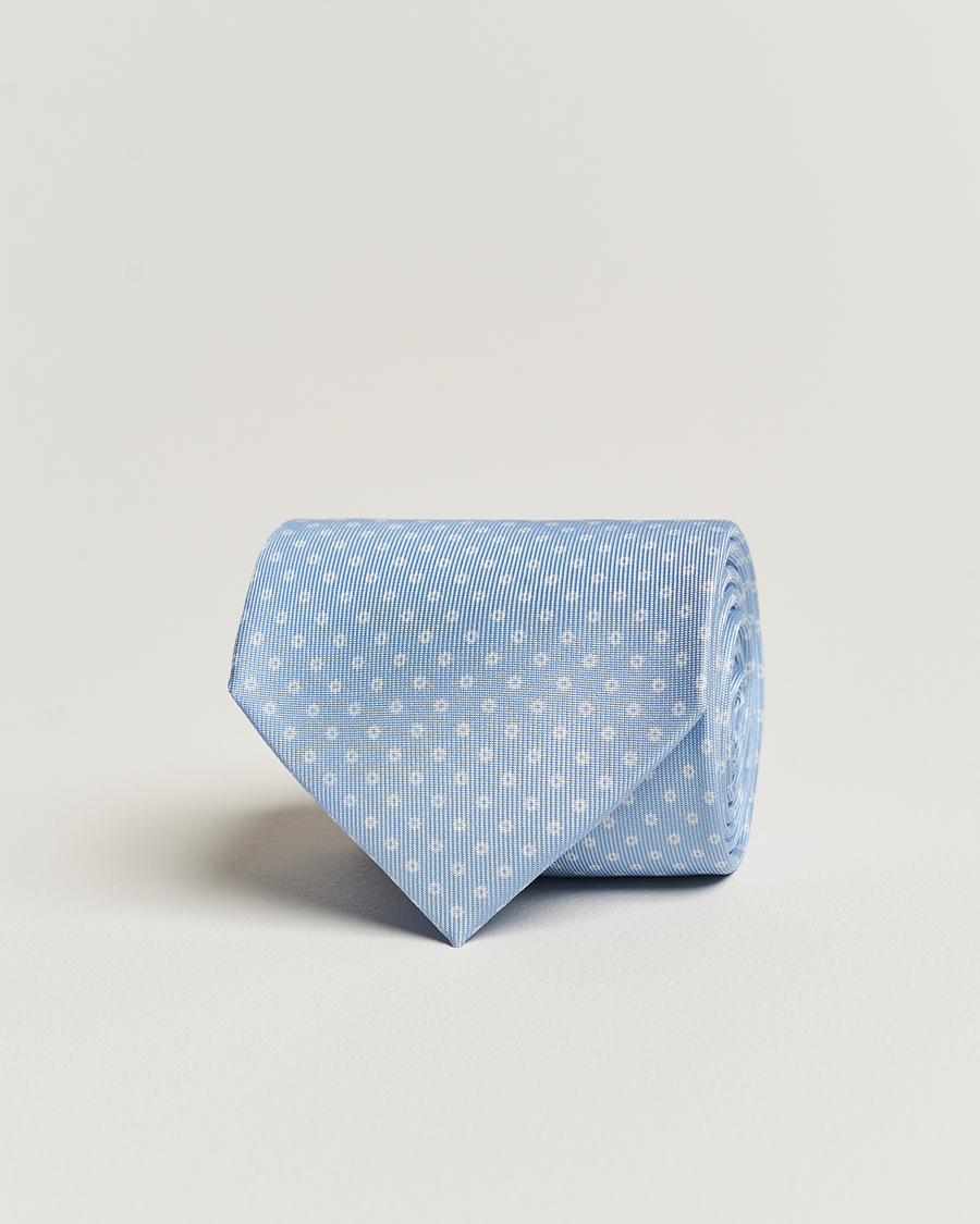 Herre |  | E. Marinella | 3-Fold Printed Silk Tie Sky Blue