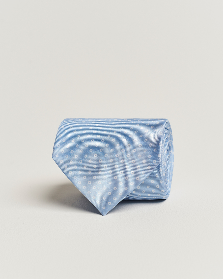 Herre | E. Marinella 3-Fold Printed Silk Tie Sky Blue | E. Marinella | 3-Fold Printed Silk Tie Sky Blue