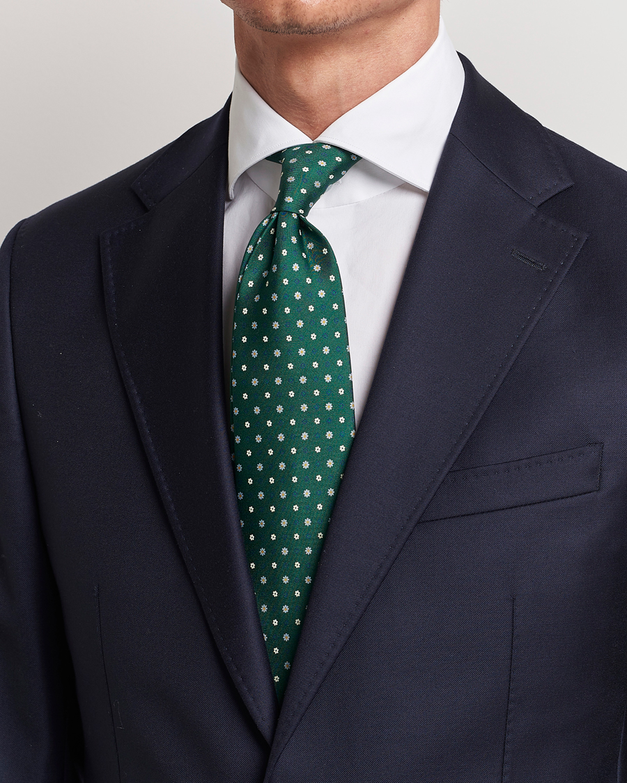 Herre | E. Marinella 3-Fold Printed Silk Tie Racing Green | E. Marinella | 3-Fold Printed Silk Tie Racing Green
