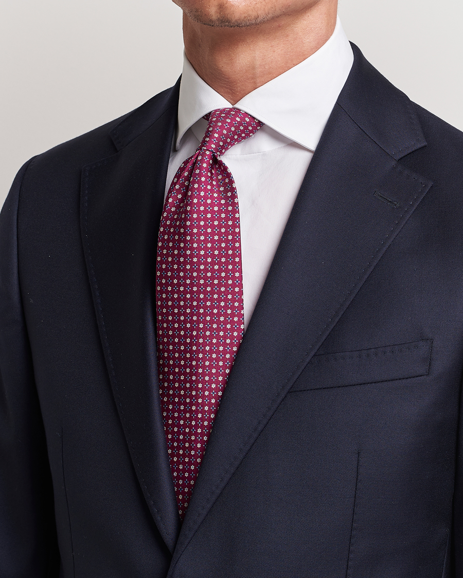 Herre |  | E. Marinella | 3-Fold Printed Silk Tie Dark Pink