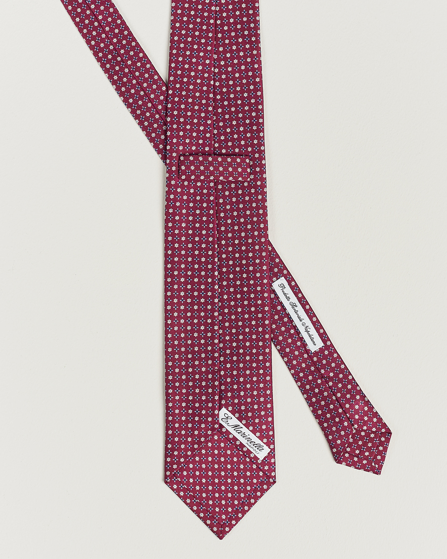 Herre | E. Marinella 3-Fold Printed Silk Tie Dark Pink | E. Marinella | 3-Fold Printed Silk Tie Dark Pink