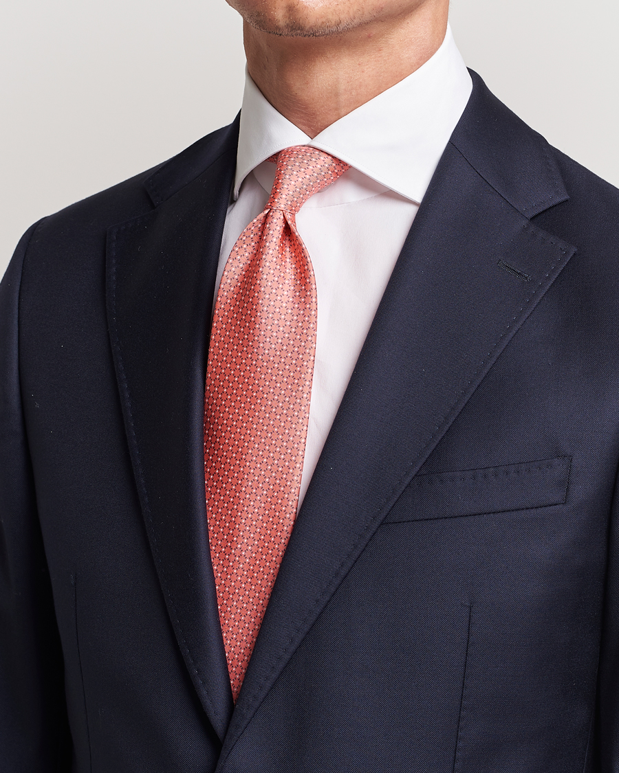 Herre | E. Marinella 3-Fold Printed Silk Tie Orange | E. Marinella | 3-Fold Printed Silk Tie Orange