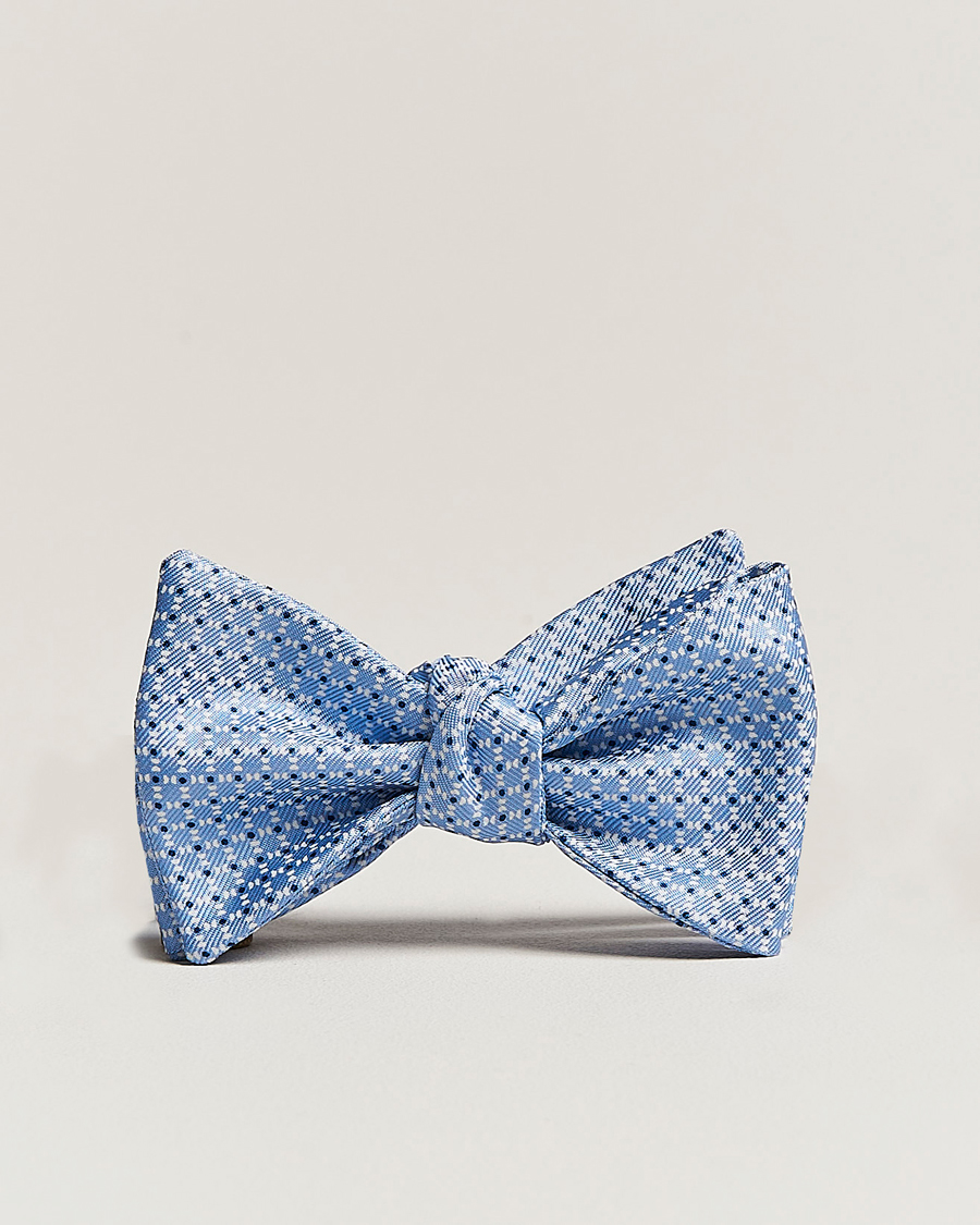 Herre | E. Marinella Printed Silk Bow Tie Light Blue | E. Marinella | Printed Silk Bow Tie Light Blue