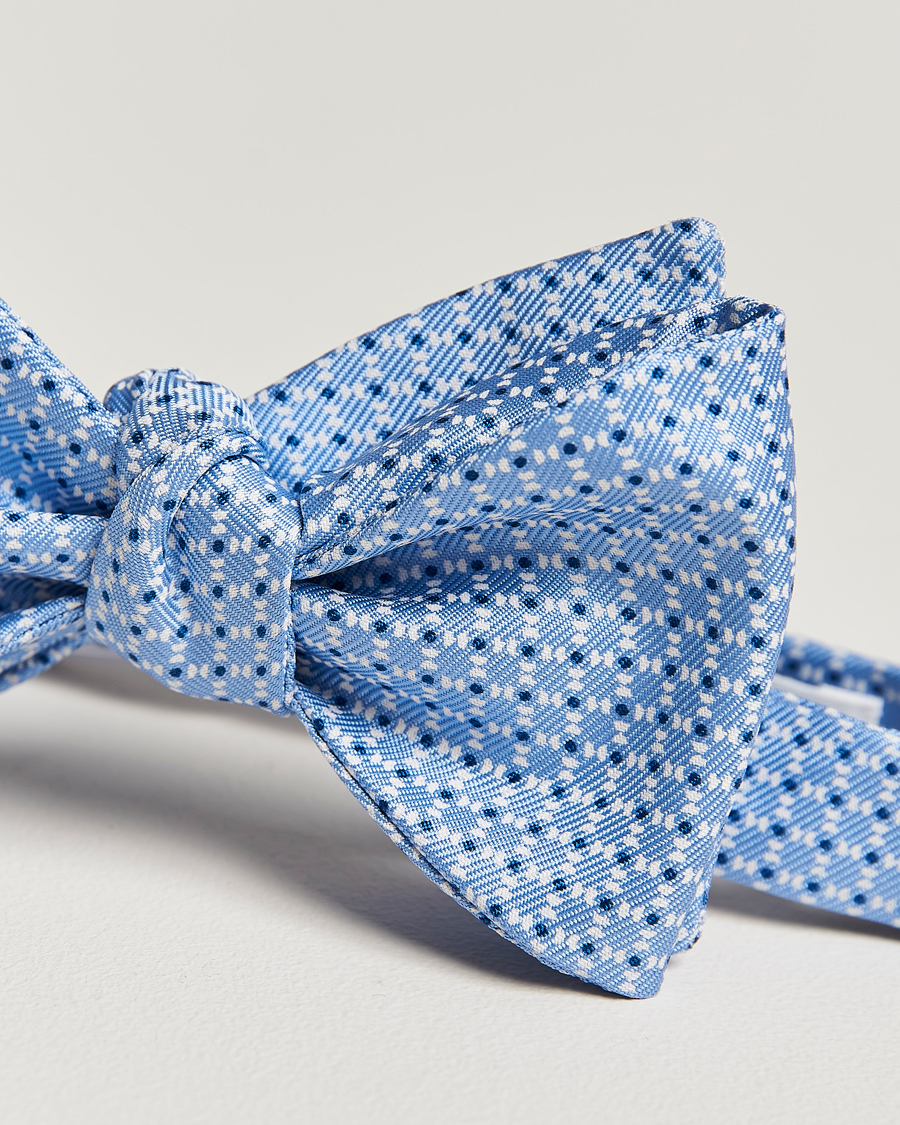 Herre | E. Marinella Printed Silk Bow Tie Light Blue | E. Marinella | Printed Silk Bow Tie Light Blue