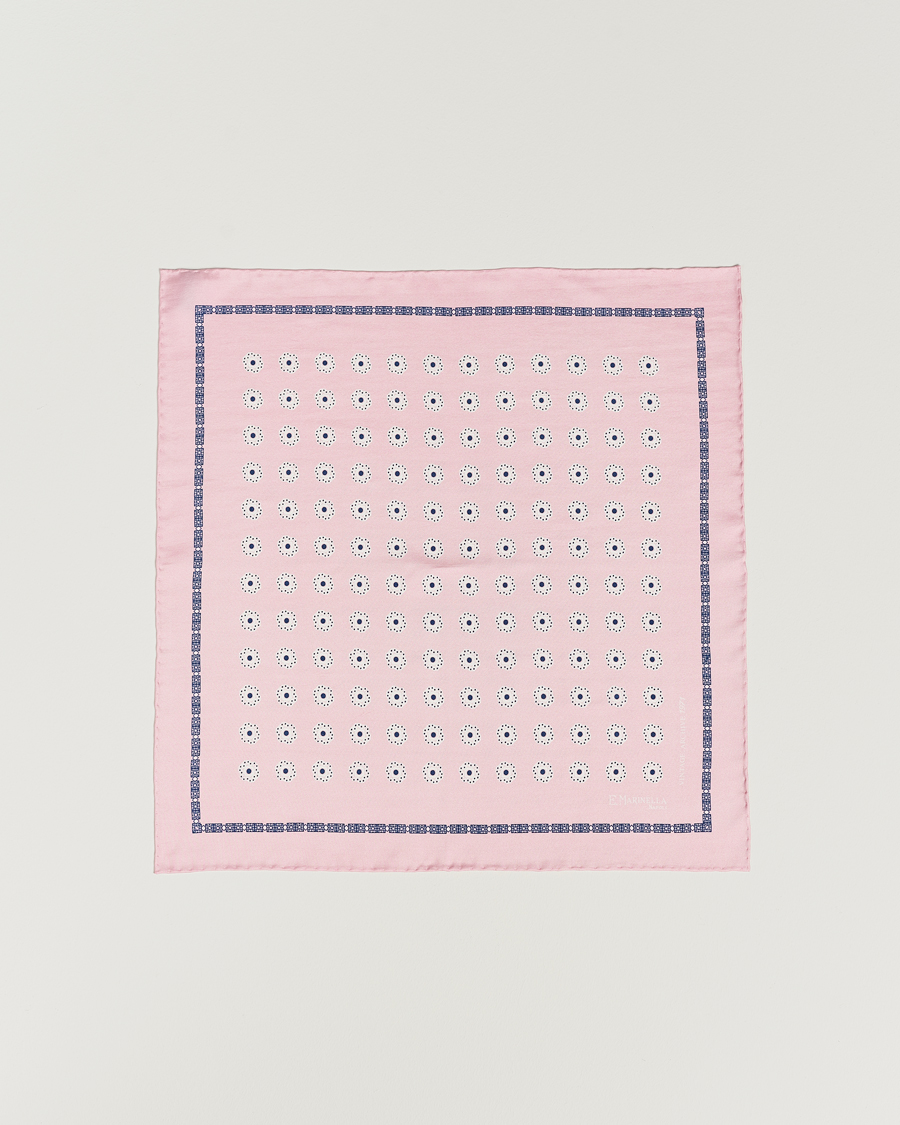 Herre | Lommetørklær | E. Marinella | Printed Silk Pocket Square Pink