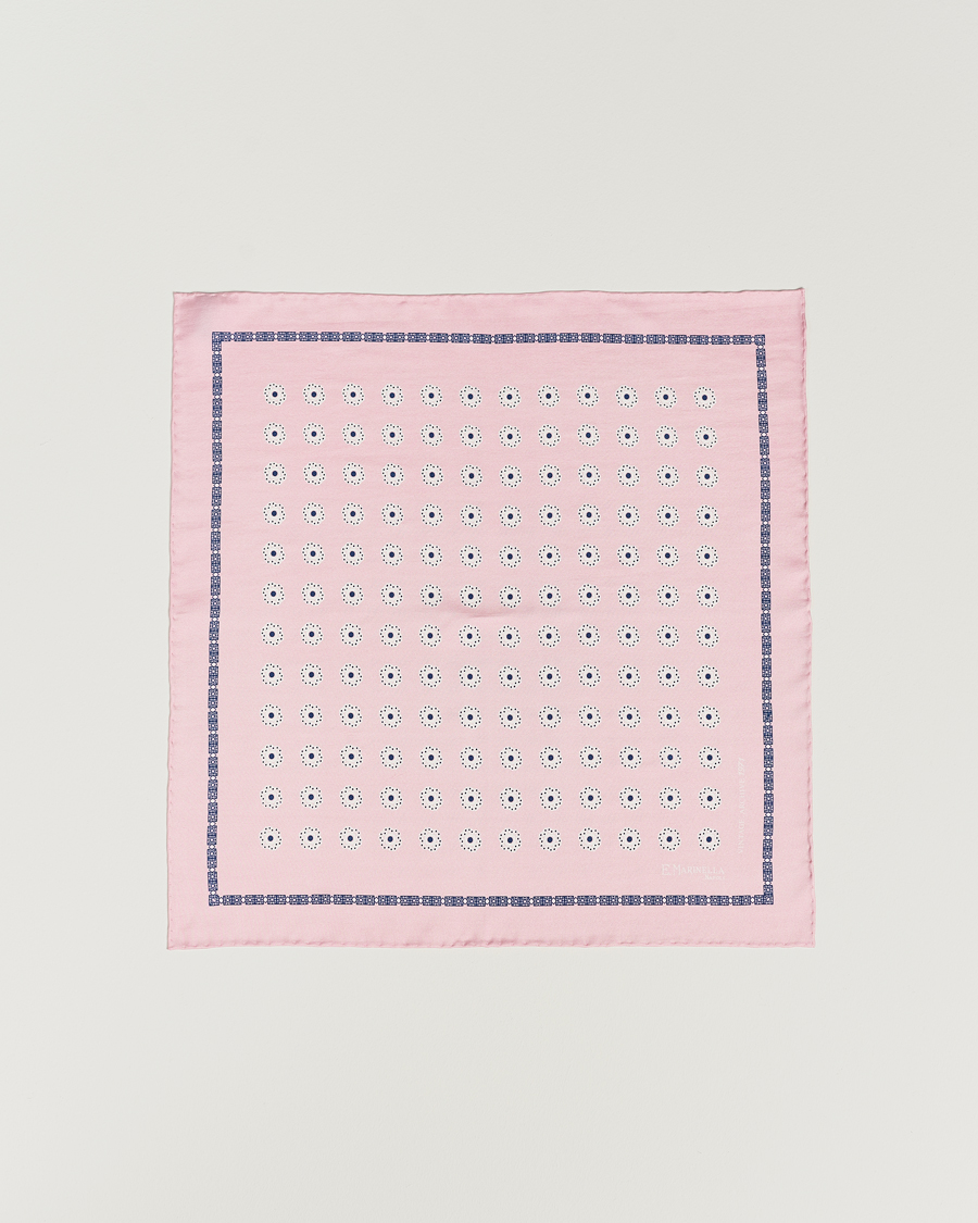 Herre | E. Marinella Printed Silk Pocket Square Pink | E. Marinella | Printed Silk Pocket Square Pink