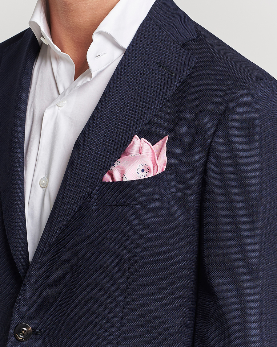 Herre | E. Marinella Printed Silk Pocket Square Pink | E. Marinella | Printed Silk Pocket Square Pink