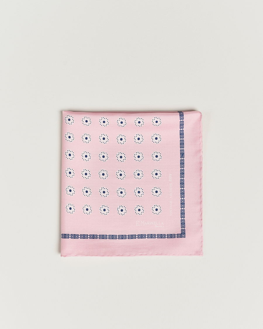 Herre | E. Marinella Printed Silk Pocket Square Pink | E. Marinella | Printed Silk Pocket Square Pink