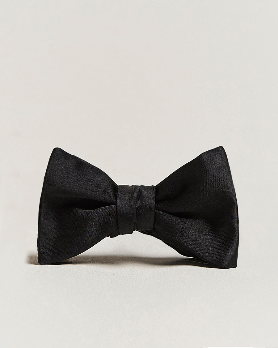 Herre | E. Marinella Silk Bow Tie Black Satin | E. Marinella | Silk Bow Tie Black Satin