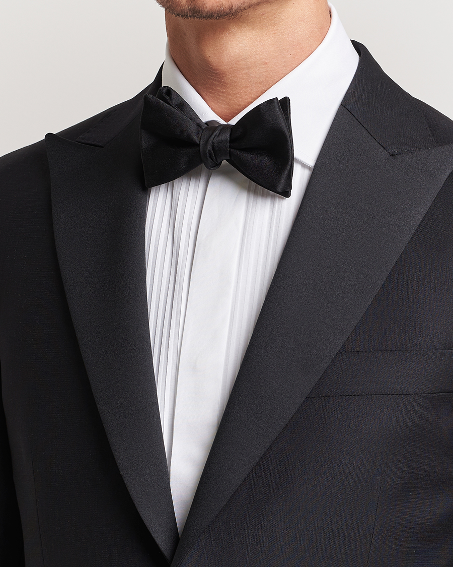 Herre | E. Marinella Silk Bow Tie Black Satin | E. Marinella | Silk Bow Tie Black Satin