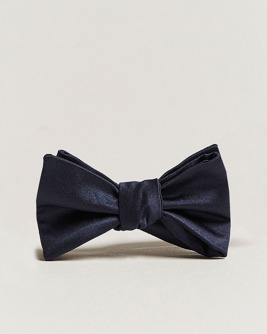 Herre | E. Marinella Silk Bow Tie Navy Satin | E. Marinella | Silk Bow Tie Navy Satin