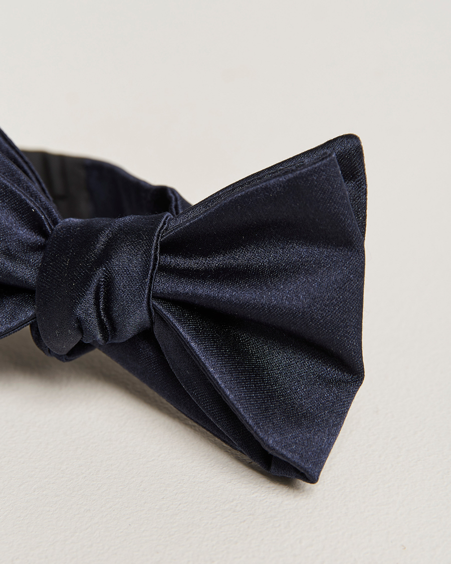 Herre | E. Marinella Silk Bow Tie Navy Satin | E. Marinella | Silk Bow Tie Navy Satin