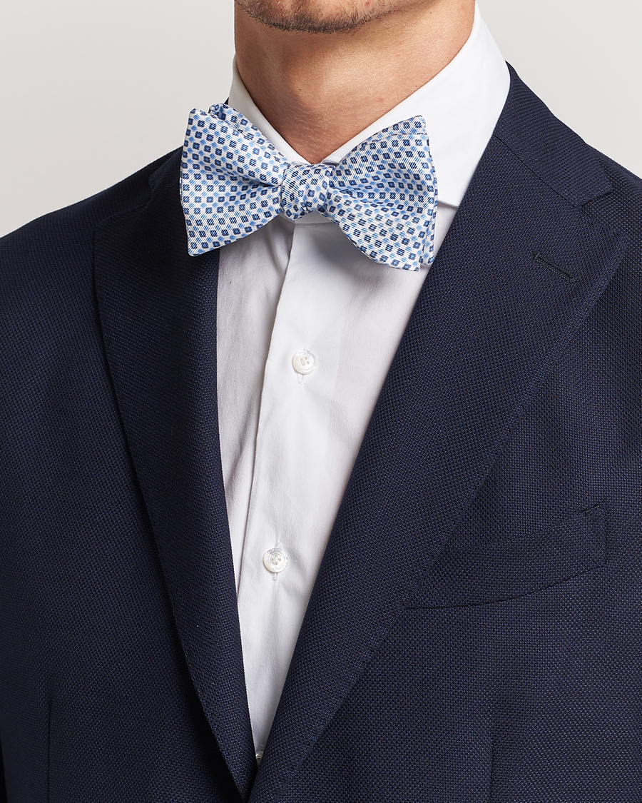 Herre | Italian Department | E. Marinella | Silk Bow Tie White/Blue