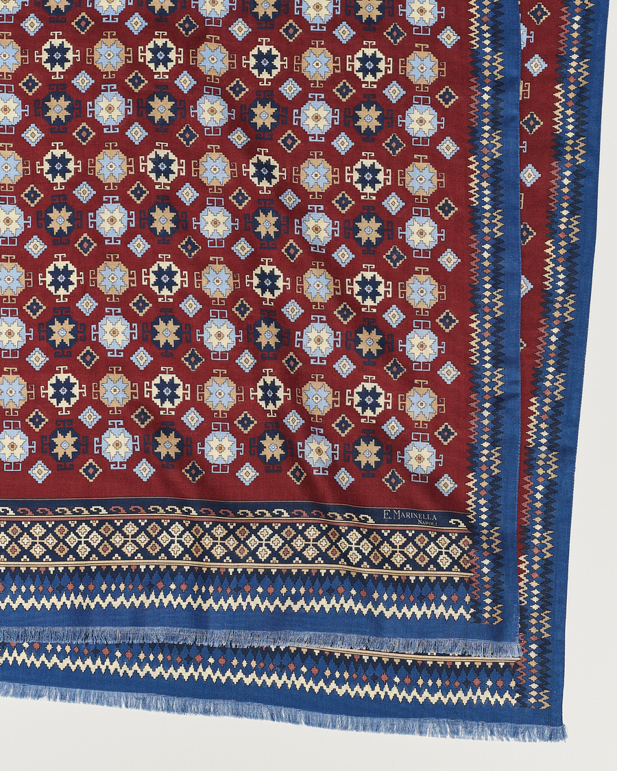 Herre | E. Marinella Wool/Silk Printed Scarf Burgundy | E. Marinella | Wool/Silk Printed Scarf Burgundy