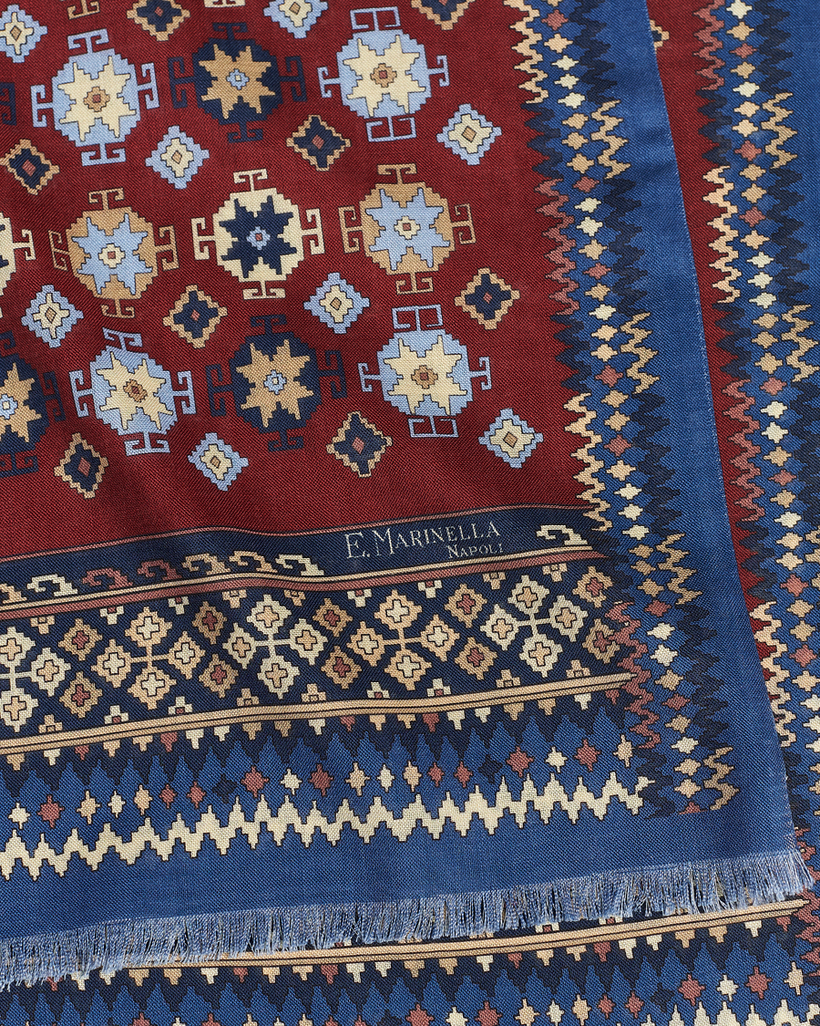 Herre | E. Marinella Wool/Silk Printed Scarf Burgundy | E. Marinella | Wool/Silk Printed Scarf Burgundy