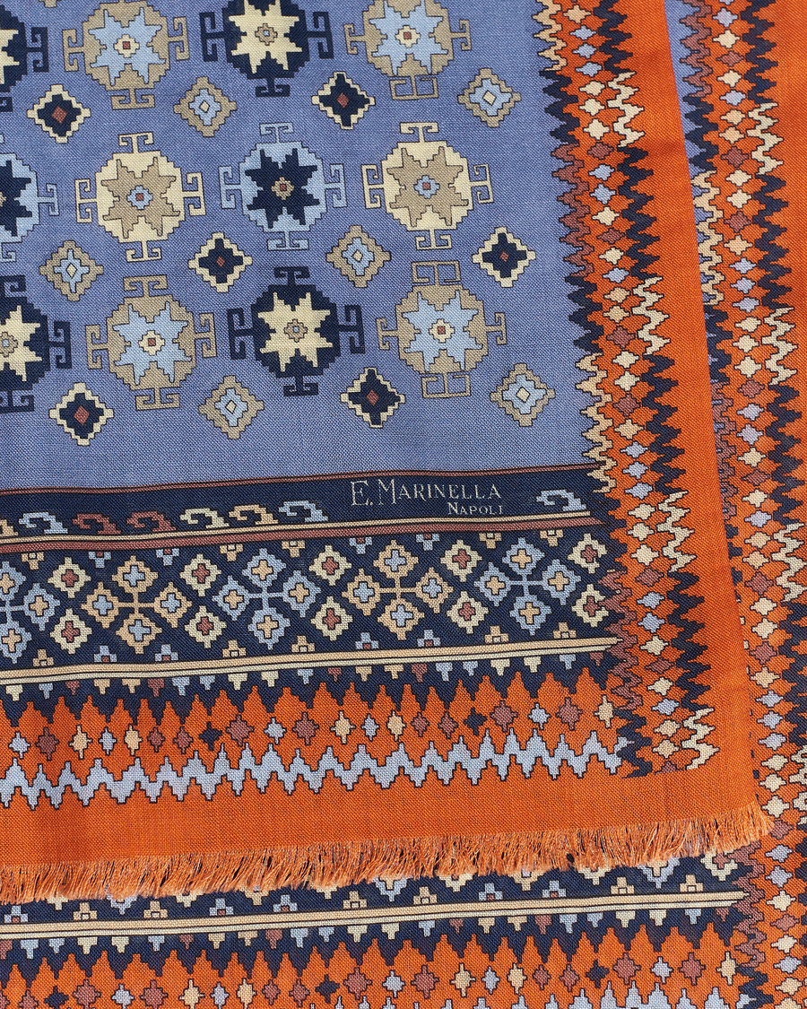 Herre | E. Marinella Wool/Silk Printed Scarf Light Blue | E. Marinella | Wool/Silk Printed Scarf Light Blue