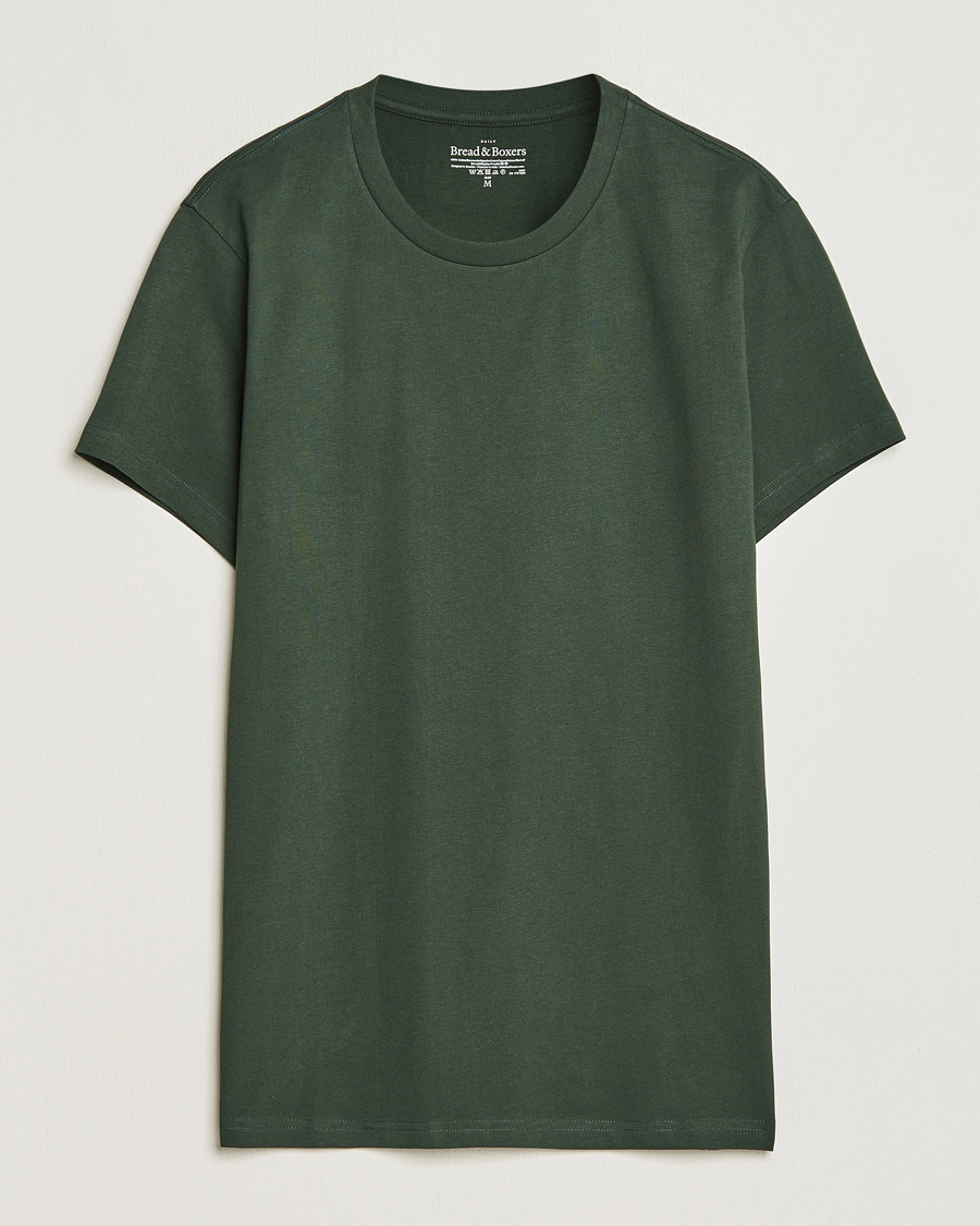 Herre | T-Shirts | Bread & Boxers | Heavy Cotton Crew Neck T-shirt Forest Green