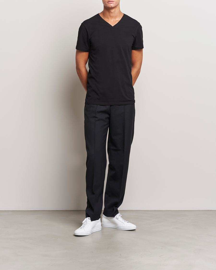 Herre | T-Shirts | Bread & Boxers | 2-Pack V-Neck T-Shirt Black