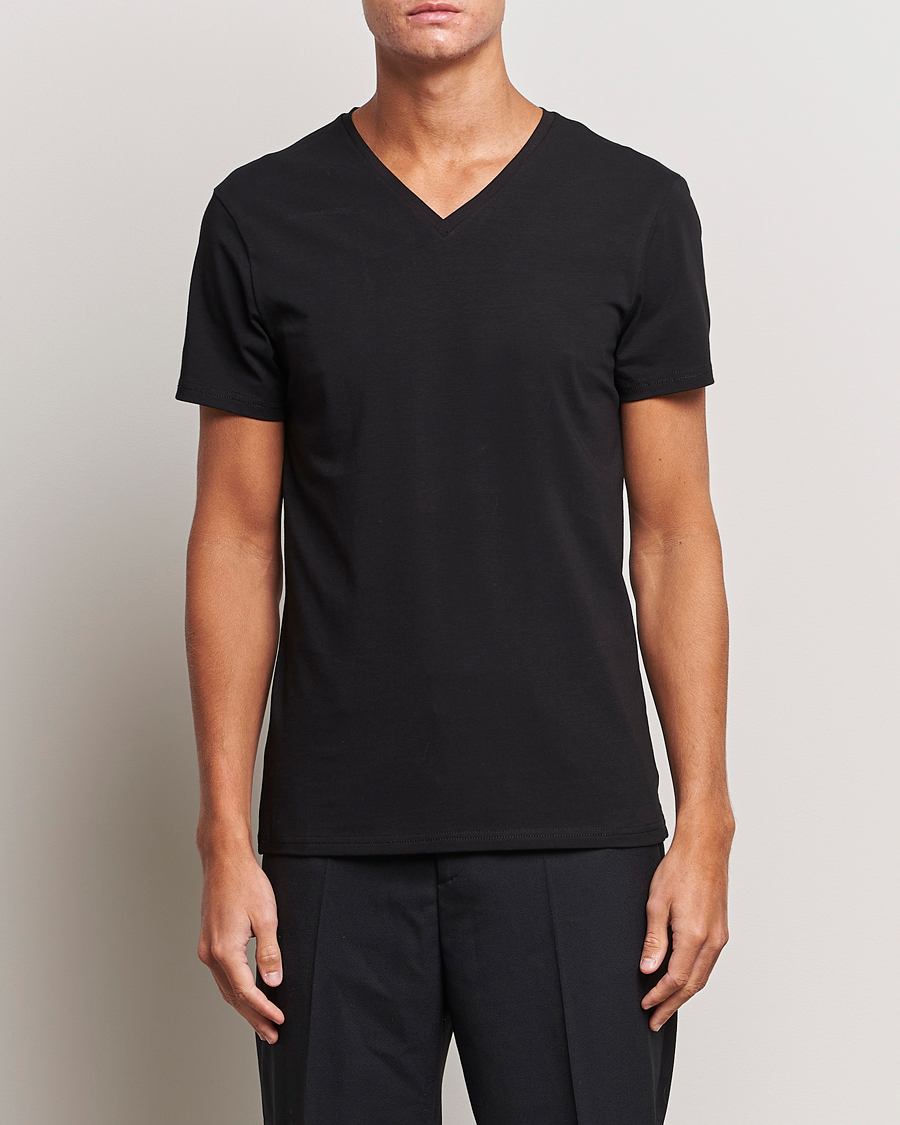 Herre | Svarte t-skjorter | Bread & Boxers | 2-Pack V-Neck T-Shirt Black