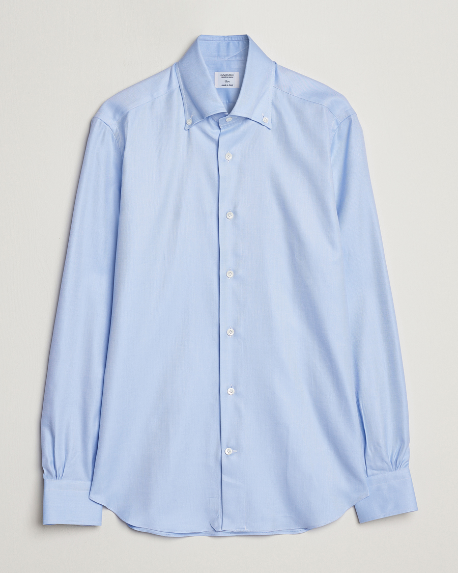 Herre | Skjorter | Mazzarelli | Soft Button Down Twill Shirt Light Blue