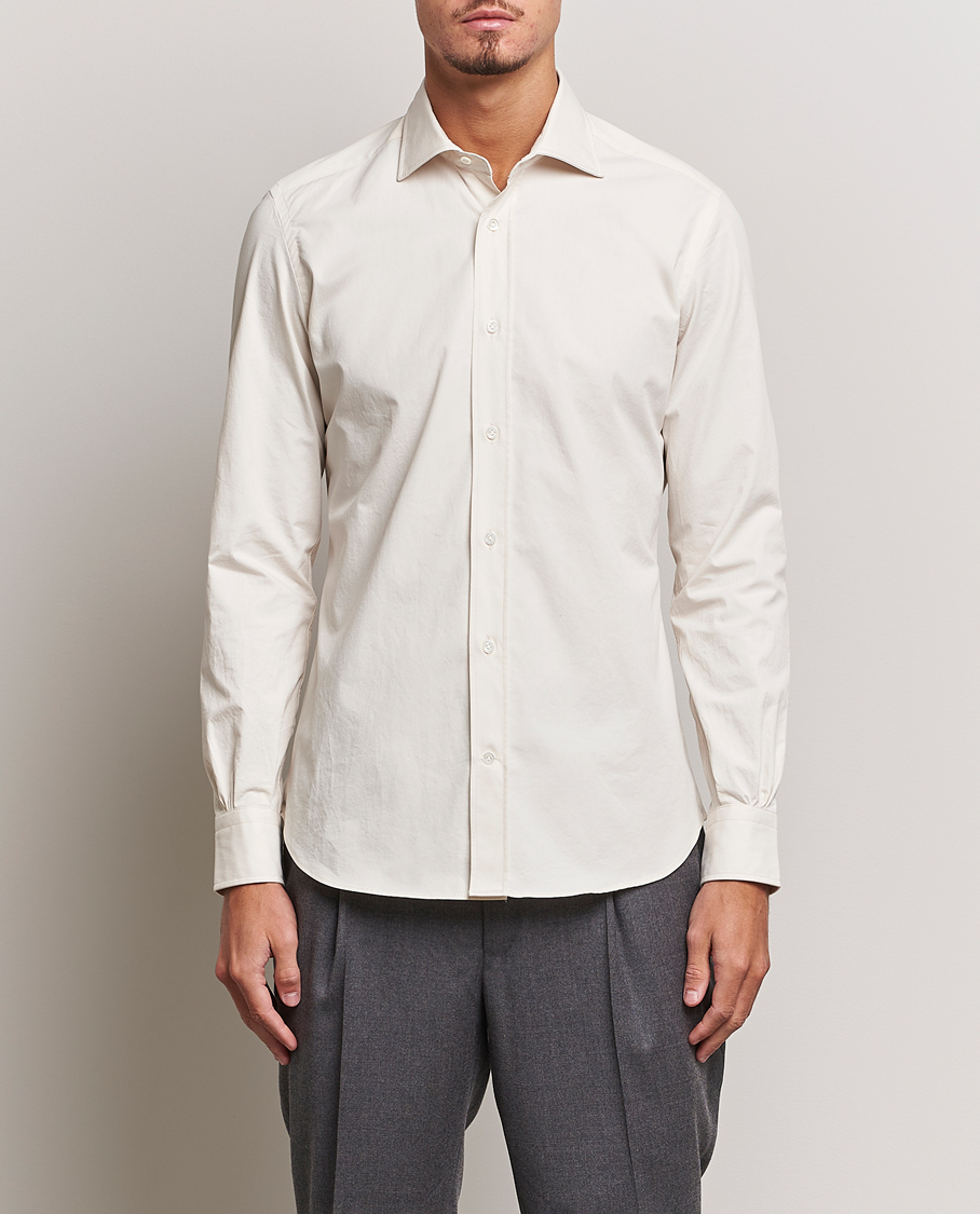 Herre |  | Mazzarelli | Soft Twill Cotton Shirt White