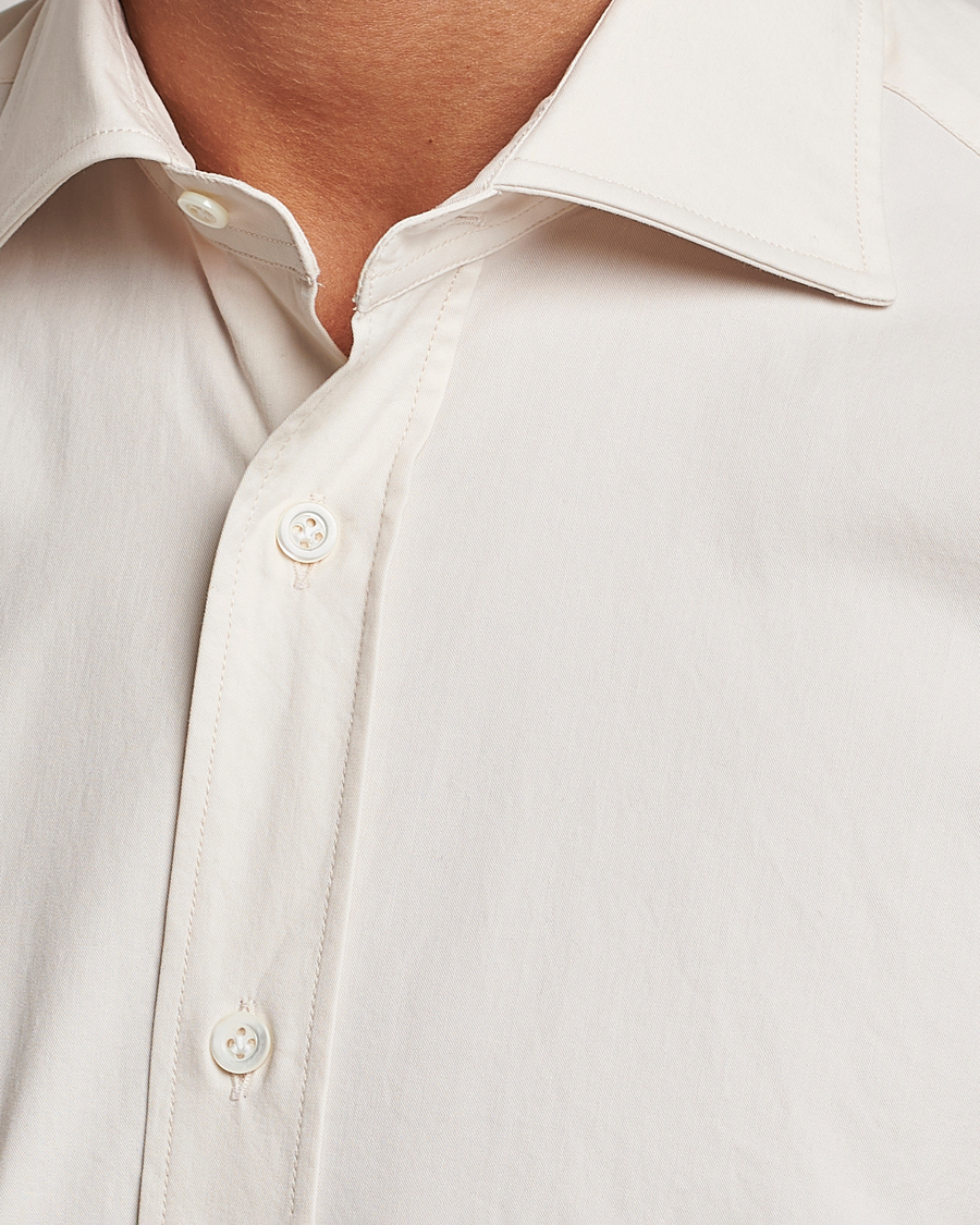 Herre | Skjorter | Mazzarelli | Soft Twill Cotton Shirt White