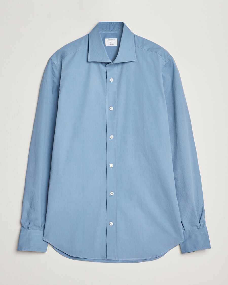 Herre | Skjorter | Mazzarelli | Soft Twill Cotton Shirt Light Blue