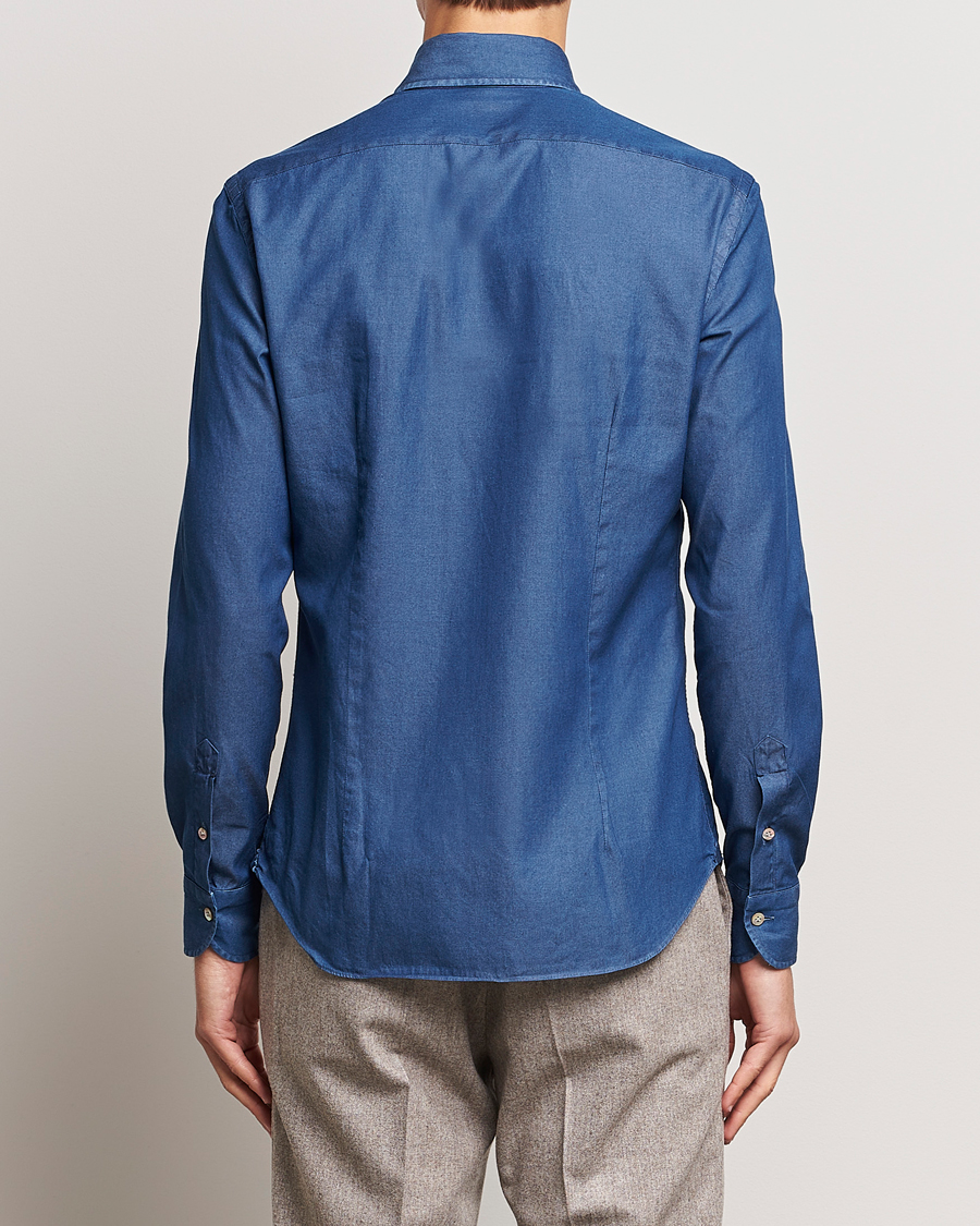 Herre | Skjorter | Mazzarelli | Soft Button Down Denim Shirt Blue Wash