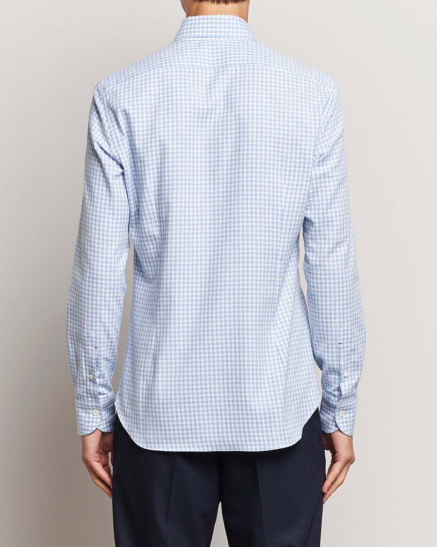 Herre | Skjorter | Mazzarelli | Soft Button Down Flannel Shirt Light Blue