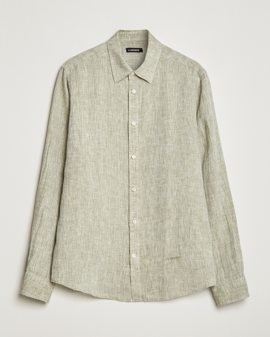Herre | Skjorter | J.Lindeberg | Reg Fit Linen Melange Shirt Aloe
