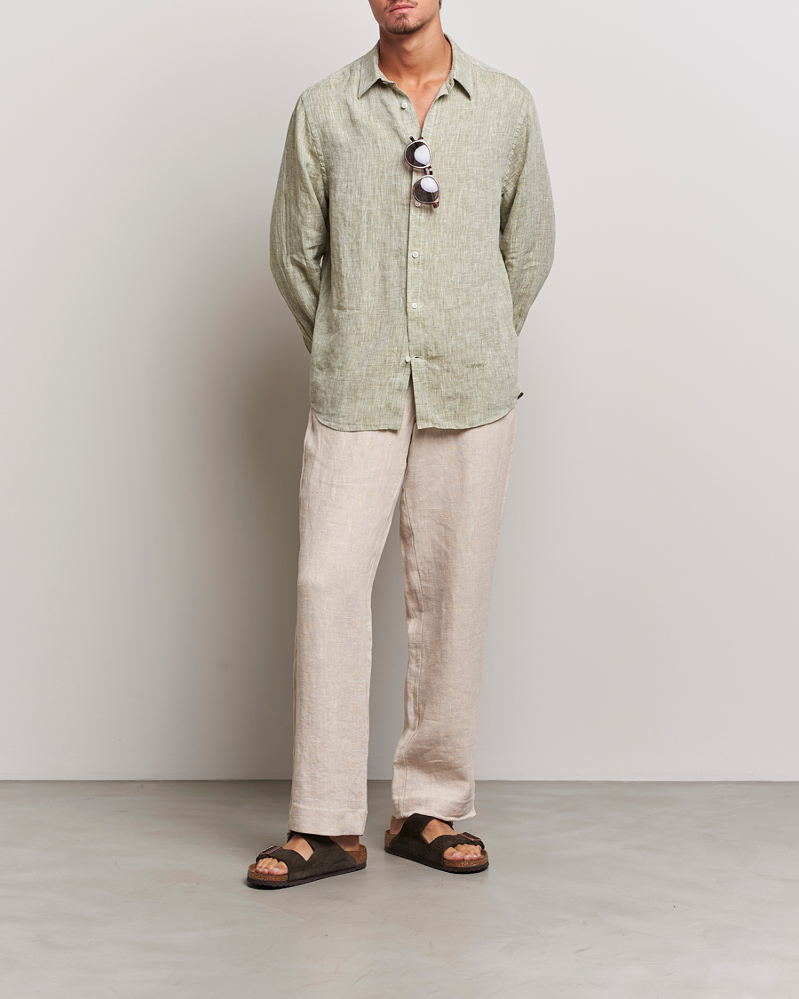 Herre | Skjorter | J.Lindeberg | Reg Fit Linen Melange Shirt Aloe