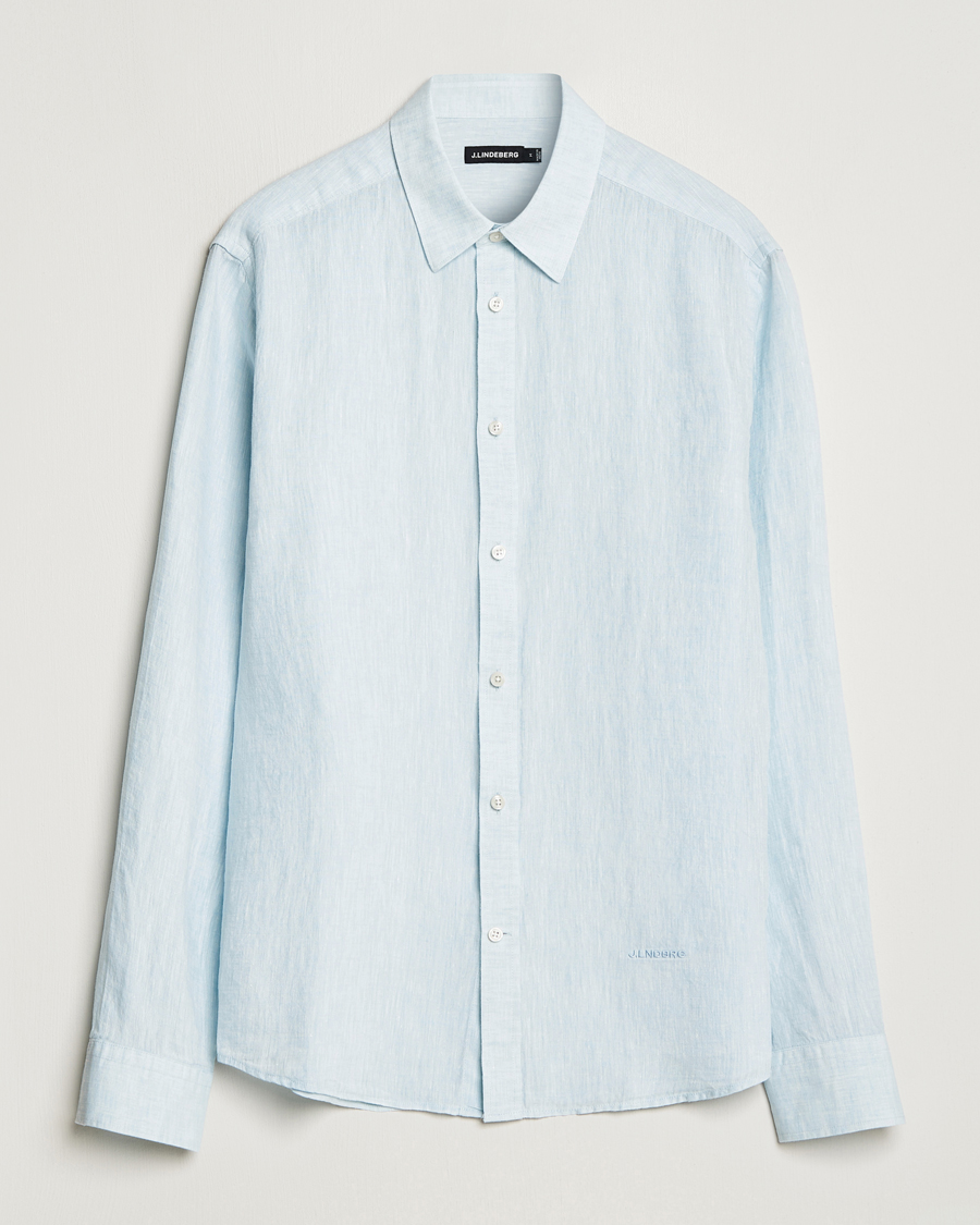 Herre | Skjorter | J.Lindeberg | Reg Fit Linen Melange Shirt Dream Blue