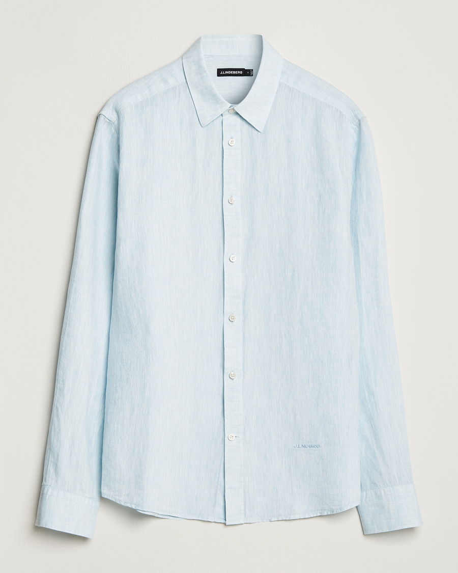 Herre | | J.Lindeberg | Reg Fit Linen Melange Shirt Dream Blue