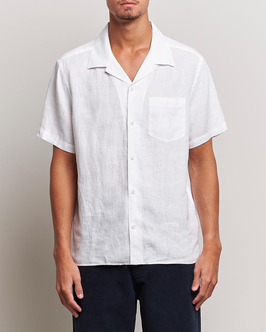 Herre | Plagg i lin | J.Lindeberg | Reg Fit Linen Melange Short Sleeve Shirt White