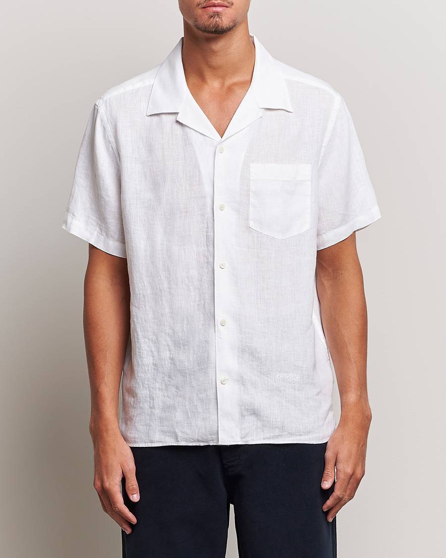 Herre | | J.Lindeberg | Reg Fit Linen Melange Short Sleeve Shirt White