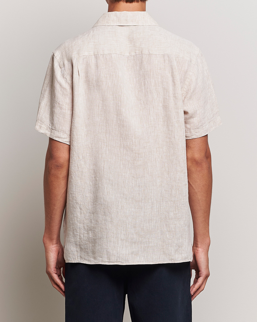 Herre | Skjorter | J.Lindeberg | Reg Fit Linen Melange Short Sleeve Shirt Safari Beige
