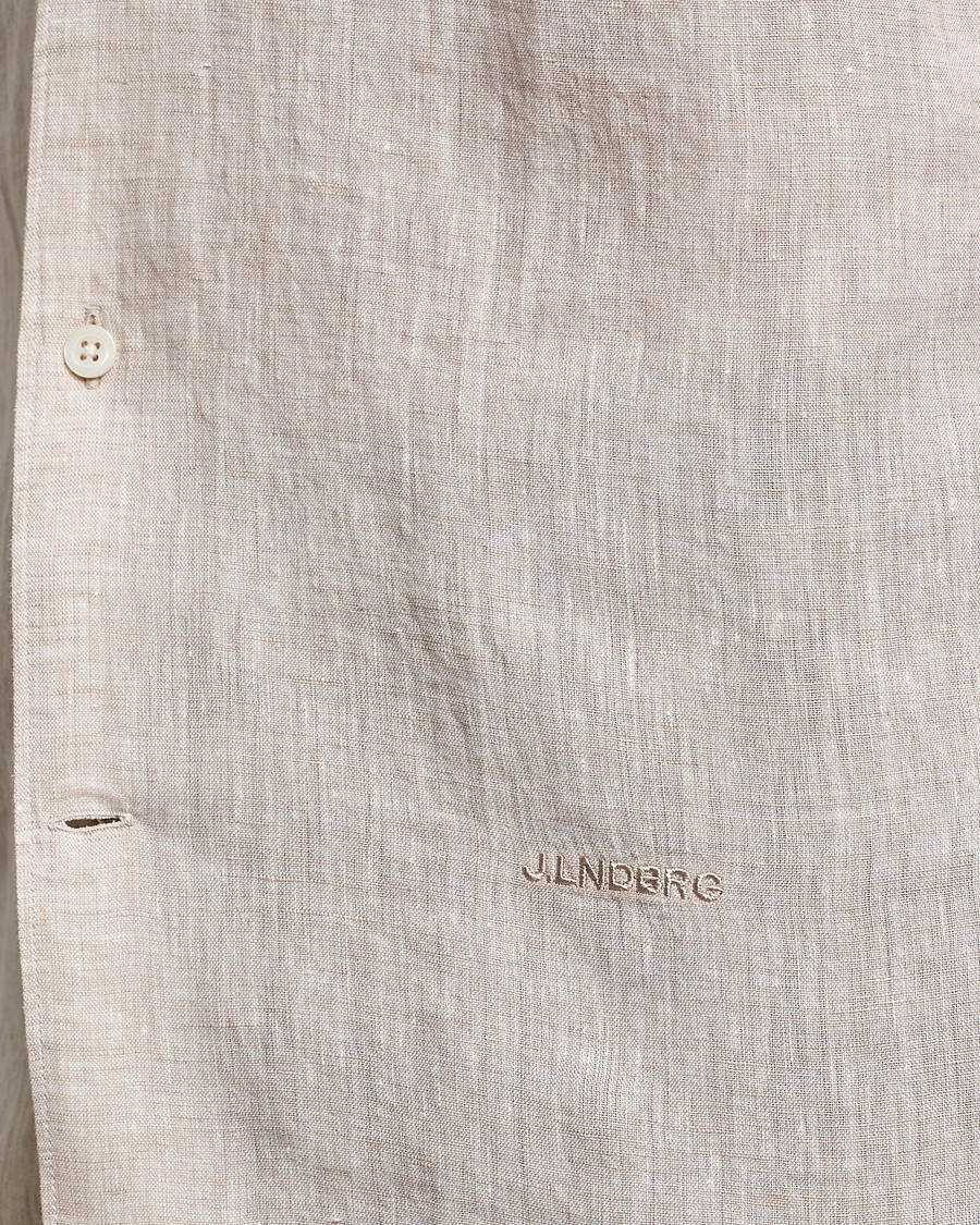 Herre | Skjorter | J.Lindeberg | Reg Fit Linen Melange Short Sleeve Shirt Safari Beige