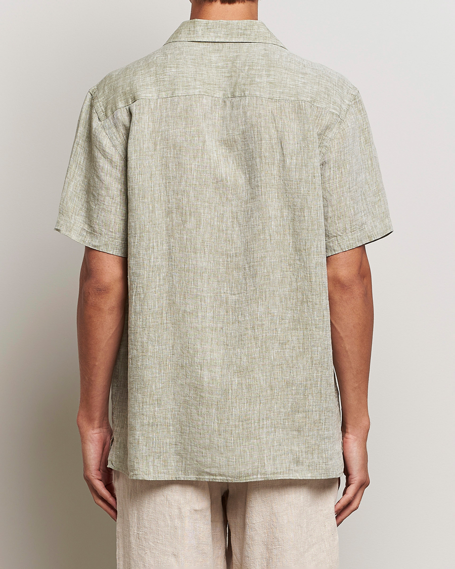 Herre | Skjorter | J.Lindeberg | Reg Fit Linen Melange Short Sleeve Shirt Aloe