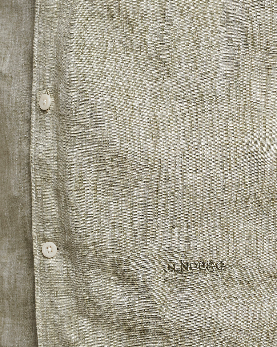 Herre | Skjorter | J.Lindeberg | Reg Fit Linen Melange Short Sleeve Shirt Aloe
