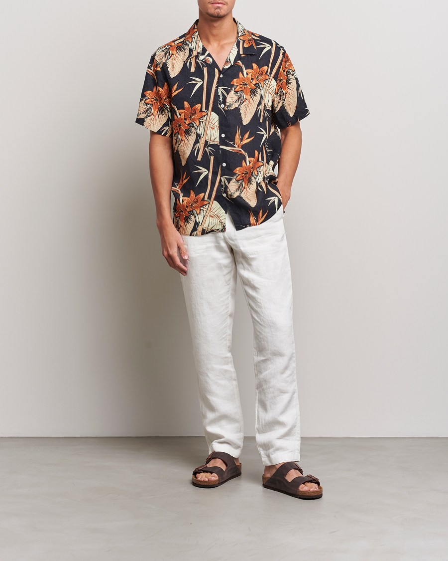 Herre | Skjorter | J.Lindeberg | Elio Tropical Print Short Sleeve Shirt Navy